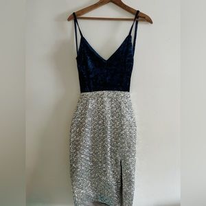 NWT • Foreign Exchange Sequin + Velvet Dress